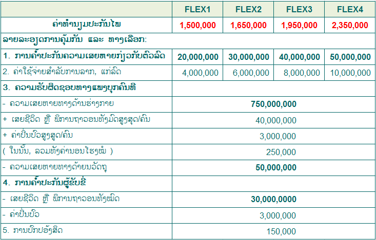 ປະກັນໄພຕົວລົດໃຫ່ຍ LVI FLEX
